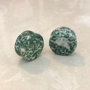3/4” Double Flared Green/White Jade Plugs
